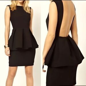 Revolve AQ/AQ Dee Dee Black Mini Peplum Dress